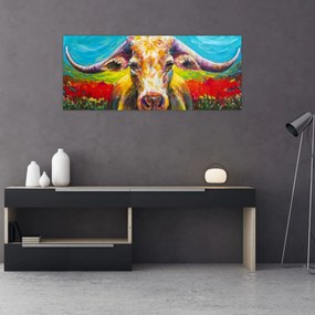 Obraz - Maľovaná krava (120x50 cm)