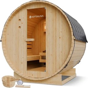 Fínska sudová sauna Ø 190 cm – vonkajšia, z masívu, 180 cm