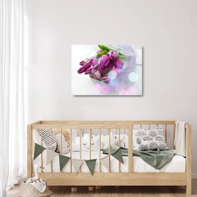 Sklenený obraz - kytice tulipánov (70x50 cm)
