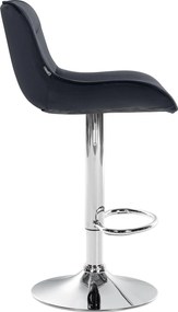 Barová stolička Vonore - zamat, chróm rám - Čierna