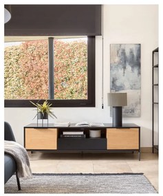 Čierno-sivá stolová lampa s kovovým tienidlom (výška 50 cm) Domicina - Kave Home