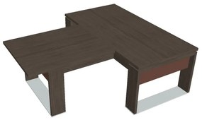 Stôl Verno+ S 200 x 220 cm s rokovacím prvkom, dub antracit / hnedá