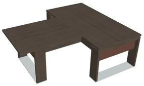 Stôl Verno+ S 200 x 220 cm s rokovacím prvkom, dub antracit / hnedá
