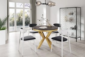 OKRÚHLY ROZKLADACÍ JEDÁLENSKÝ STÔL HAROLD S OBRÚČOU 90 / 166 cm ZLATÝ