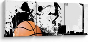 Obraz - Hráč basketbalu (s hodinami) (90x30 cm)