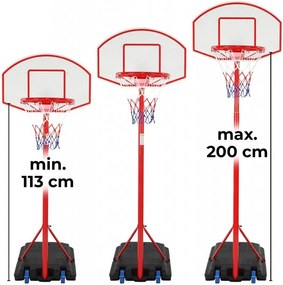 Basketbalový kôš s kolieskami, nastaviteľný 113 - 236 cm