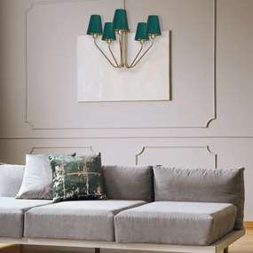 Luster Victoria, 5x zelené textilné tienidlo, g