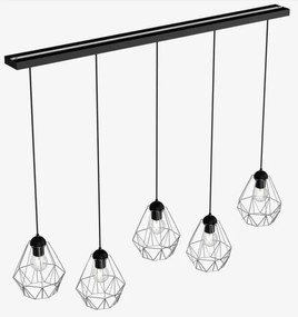 Luster na lanku BERGEN 5xE27/60W/230V čierna/lesklý chróm