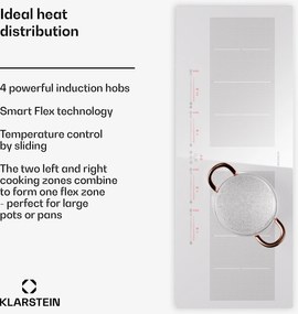 Klarstein Masterzone 90 Slim Flex, indukčná varná doska, max. 7200 W, vstavaná, 4 zóny, 2 Flex zóny, technológia ThermoBoost, Smart Flex
