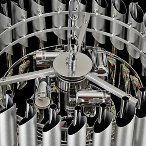 Brilagi – závesný luster na reťazi ECLIPSE 5×E14/10W/230V, pr. 38 cm, strieborný