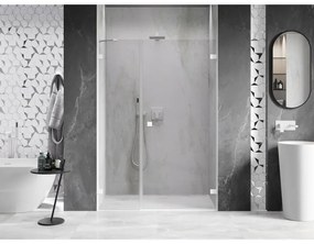 Mexen Lunar-B, pravé otočné sprchové dvere 125 cm, 8mm číre sklo, biely profil, 832S-125-050-20-00-P