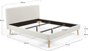 Svetlosivá dvojlôžková posteľ Kave Home Lydia, 160 x 200 cm