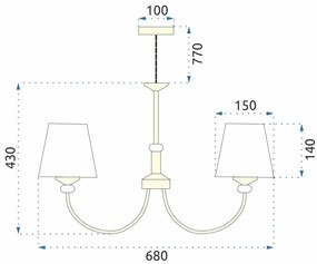 Toolight Toolight, stropná lampa 5xE14 APP1014-5CP, béžová, OSW-05557