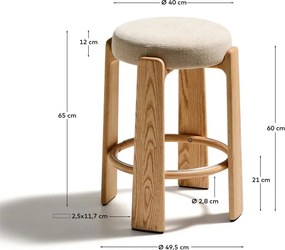 Béžová/v svetlo prírodnej farbe barová stolička z jaseňového dreva (výška sedadla 65 cm) Granite – Kave Home