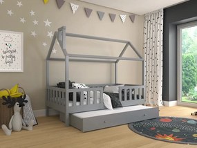 Domčeková posteľ s prístelkou Alfie 5 - 90 x 200 - sivá