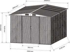 Záhradný domček BestBerg BBSH-1208WT / 10,1 m² / 389 x 260 x 202 cm / dekor tmavé drevo/taupe