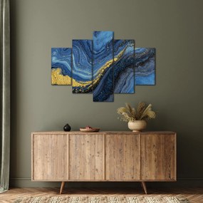 Obraz - Modro-zlatá abstrakcia (150x105 cm)