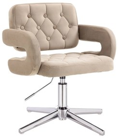 LuxuryForm DESIGN Stolička ADRIA VELUR na striebornom kríži - latte
