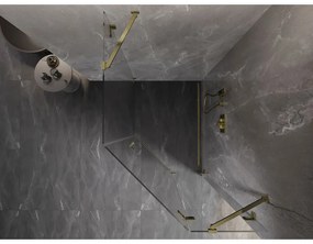 Mexen Lunar, výklopný päťuholníkový sprchový kút pravý 90 x 100 cm, 8mm číre sklo, zlatý profil, 831-090P-100L-50-00-P