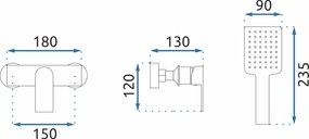 Rea Urban, sprchová batéria s bodovou ručnou sprchovou sadou, zlatá, REA-B9913