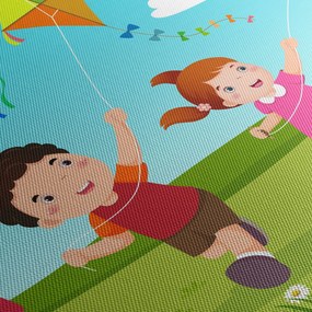 Obraz - Deti púšťajú draka (90x60 cm)