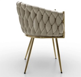 DIZAJNOVÁ STOLIČKA SHELLY BEŽOVÝ ZAMAT + ZLATÁ