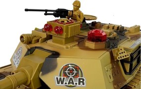 LEAN Toys Veľký diaľkovo ovládaný tank R/C 2,4 Ghz Svetlá Zvuky Streľba Žltá