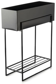 KOVOVÝ KVETINÁČ SO STOJANOM RECT 72X23X60 CM ČIERNA