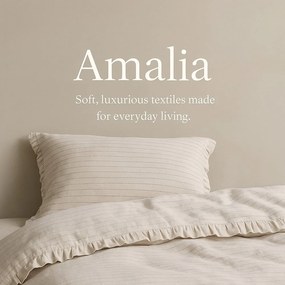 Béžové obliečky na dvojlôžko/predĺžené z bavlny Renforcé 240x220 cm Amalia Striped – Mila Home Luxury