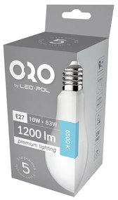 LED žiarovka E27 A60 10W Farba: Studená biela 6500K