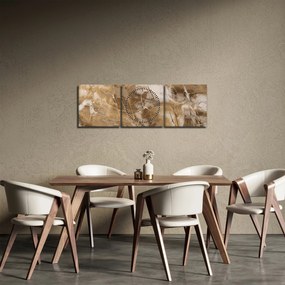 Obraz - Hnedá abstrakcia (s hodinami) (90x30 cm)