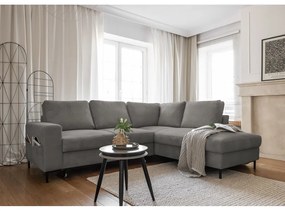 Sivá menčestrová rozkladacia rohová pohovka (pravý roh) Lofty Lilly – Miuform