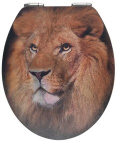 WC sedadlo s 3D obrázkom a jednoduchým zatváraním Wenko Lion, 44,5 x 38 cm
