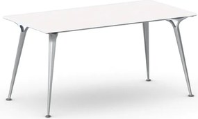 Rokovací kancelársky stôl PRIMO ALFA, 160x80 cm, sivostrieborná podnož, biela