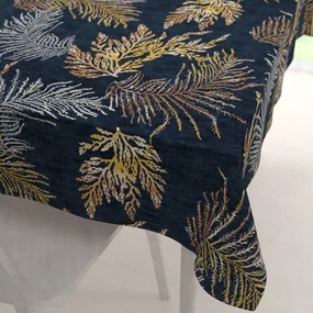 Biante Zamatový obdĺžnikový obrus Tamara TMR-005 Papradie na modrosivom 60x100 cm