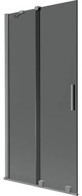 Mexen Velar, 2-krídlová posuvná vaňová zástena 90 x 150 cm, 8mm šedé sklo, brúsený grafit, 896-090-000-41-95