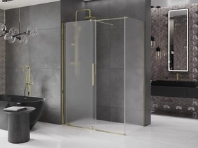 Mexen Velar, sprchový kút s posuvnými dverami 150 x 70 cm, 8mm sklo námraza, zlatá lesklá, 871-150-070-31-50