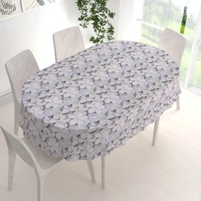 Biante Dekoračný oválny obrus PML-032 Designové kvety na sivom 100x140 cm