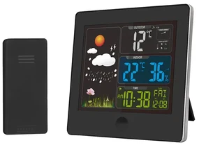 Meteostanica Solight TE80, farebný LCD, teplota, vlhkosť, RCC, čierna