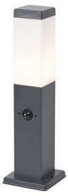 Vonkajšia lampa tmavosivá s opálovým sklom 45 cm IP44 so zásuvkou a snímačom pohybu - Malios