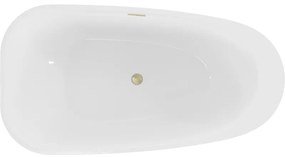 Mexen Giada, voľne stojaca vaňa 170 x 90 cm, biela lesklá, zlatý matný prepad, 52741709000-55
