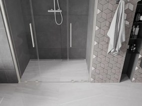 Mexen Velar Duo, posuvné sprchové dvere do otvoru 150 cm, 8mm číre sklo, brúsená oceľ, 871-150-000-02-97