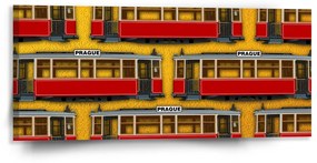 Sablio Obraz Pražské historické električky Žltý Pattern - 110x50 cm