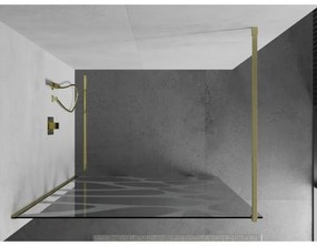 Mexen Kioto, sprchová zástena Walk-In 90 x 200 cm, 8mm číre sklo biely vzor, zlatý matný profil, 800-090-101-55-97