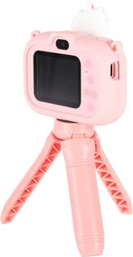 Detský digitálny fotoaparát KIK jednorožec, duálny, 1080P, ružový so statívom