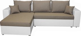 Rohová sedacia súprava Samba II, biela ekokoža/béžová látka