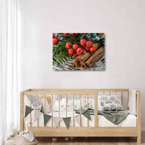 Sklenený obraz jarabiny a škorice (70x50 cm)