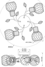 Globo 54113-4D - Prisadený luster LALLY 4xE27/40W/230V