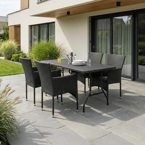 Autronic BONTEC Záhradná stolička, kov, polyratan, čierna, AZC-S2117 BK Farba: Čierna