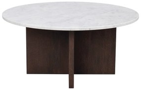 Bielo-hnedý mramorový okrúhly konferenčný stolík 90x90 cm Brooksville - Rowico